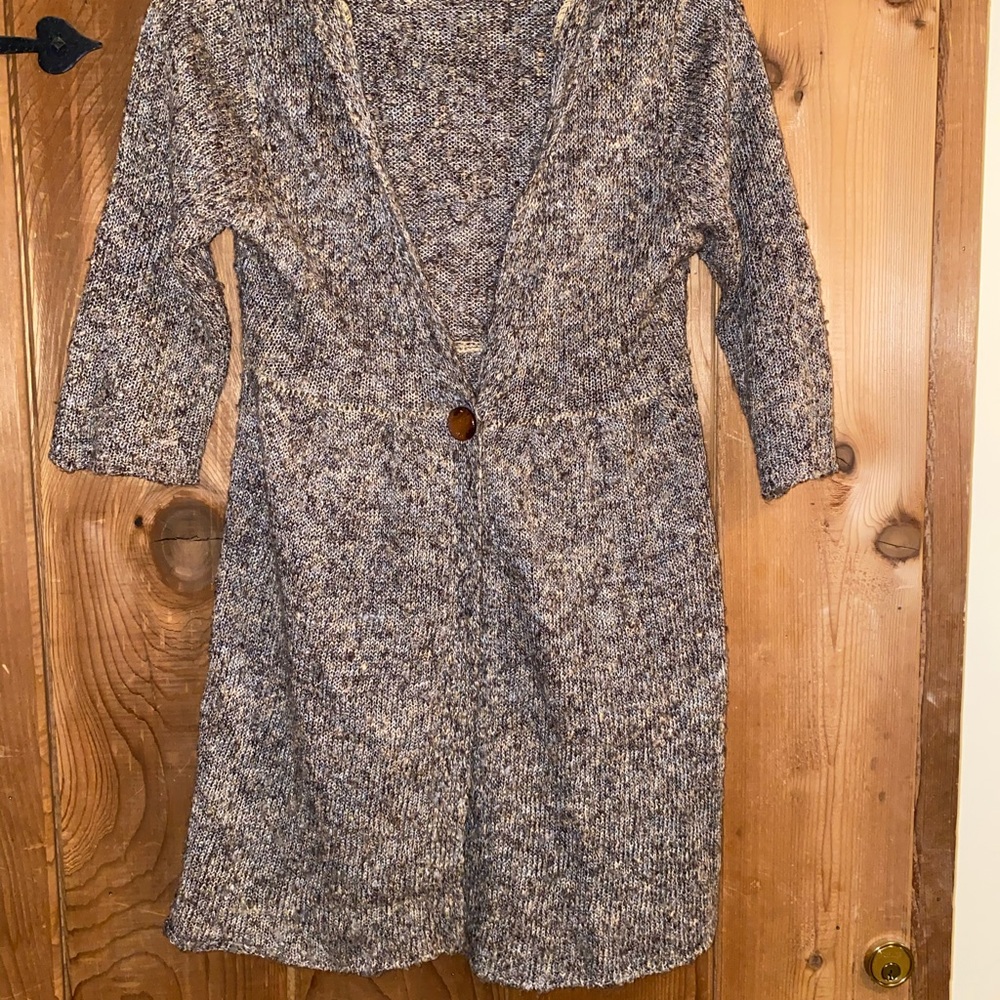 Knitted hooded mid sleeve cardigan